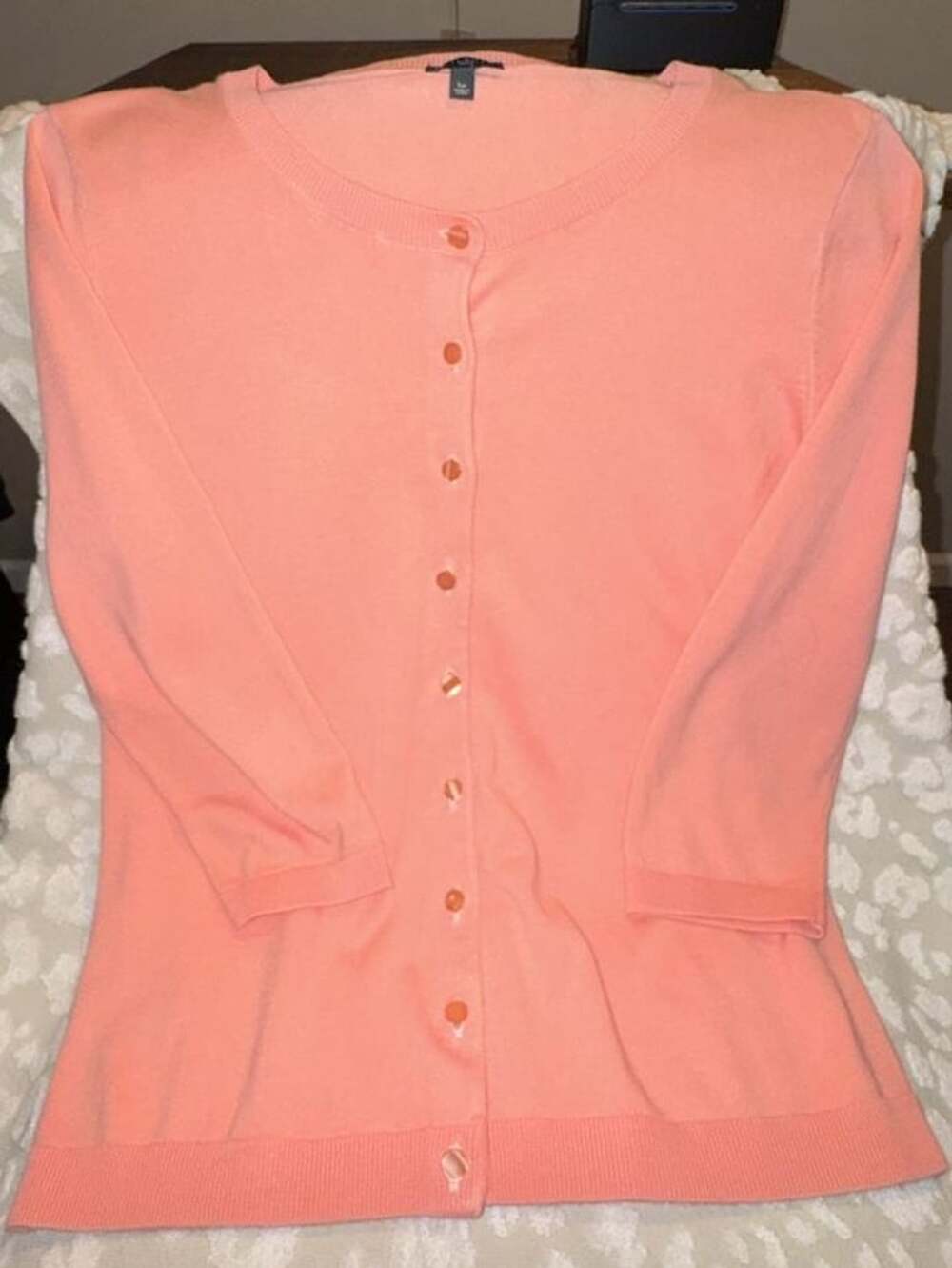 Talbots Petite Peach Button-Front Cardigan Sweater Size Lp